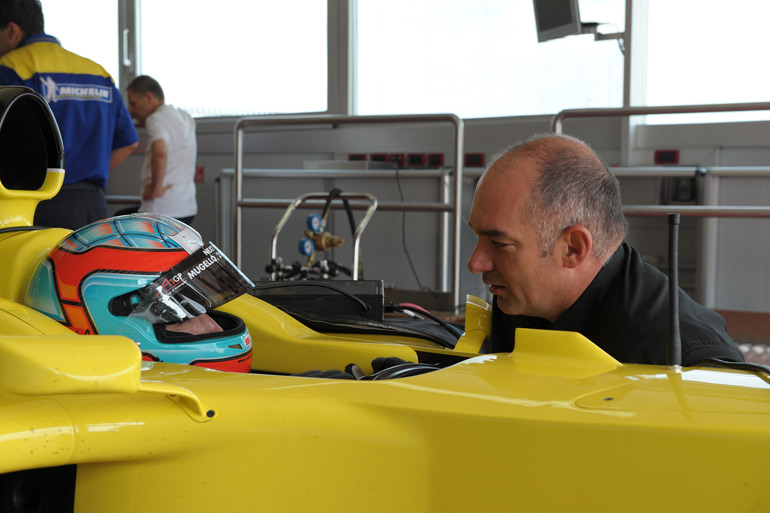 Andrea durante lo sviluppo della Ferrari per la serie A1 GP a Fiorano, foto di Mario Chiarappa