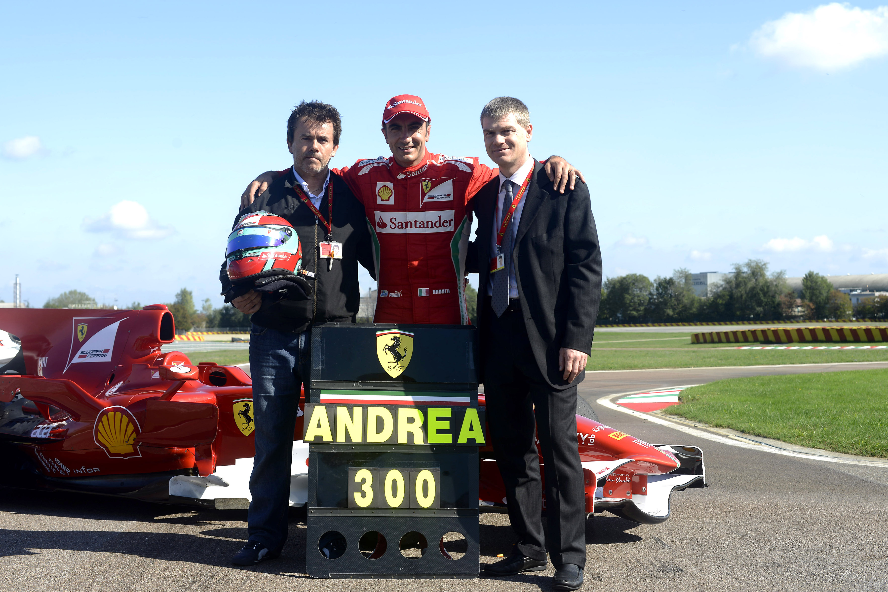 Andrea al suo 300 collaudo di monoposto Ferrari